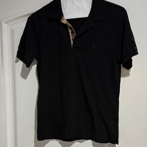 Burberry Black Polo Shirt with Check Detail